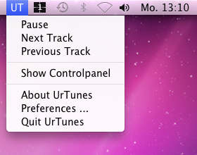 UrTunes Menu (iTunes running)