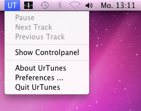 UrTunes Menu (iTunes not running)